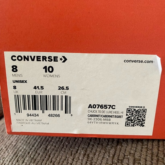 Converse Chuck 70 De Luxe Heel Cabernet Size 10 - Picture 10 of 11
